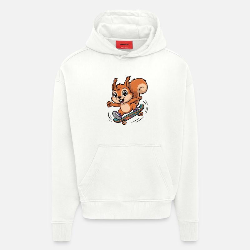 Skate-Eichhörnchen Sprinter - Hoodie- made by SPREAD  - OFF WHITE