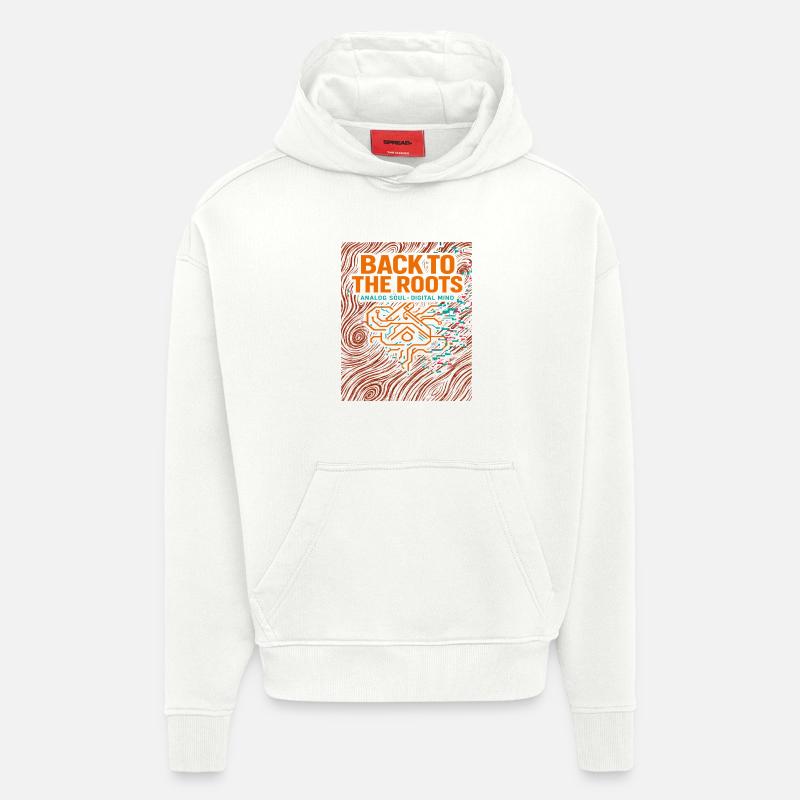 Retour aux racines, analogique Seele Digital - Sweat à capuche bio épais oversize fabriqué en UE - OFF WHITE