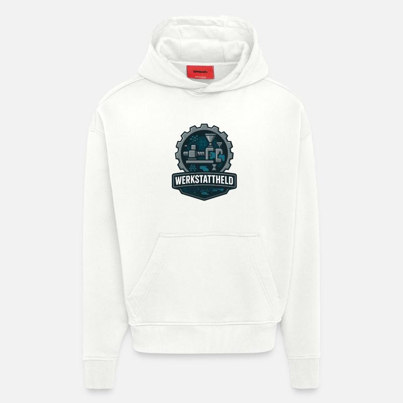 Héros de l’atelier, machine en plastique - Sweat à capuche bio épais oversize fabriqué en UE - OFF WHITE