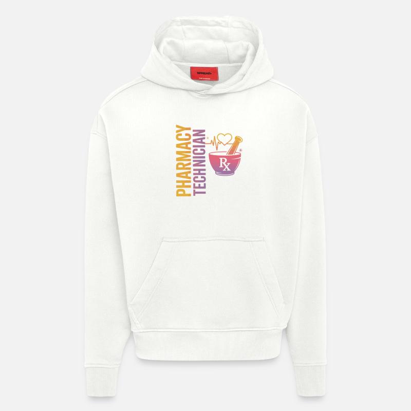 Illustration de technicien en pharmacie - Sweat à capuche bio épais oversize fabriqué en UE - OFF WHITE
