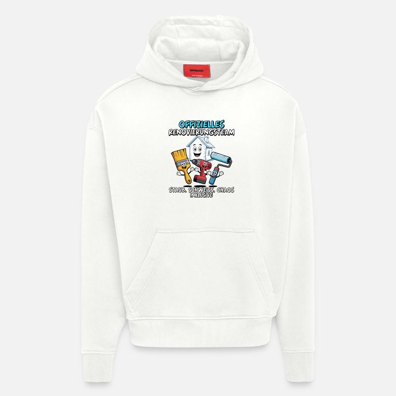Équipe officielle de rénovation Funny DIYer - Sweat à capuche bio épais oversize fabriqué en UE - OFF WHITE