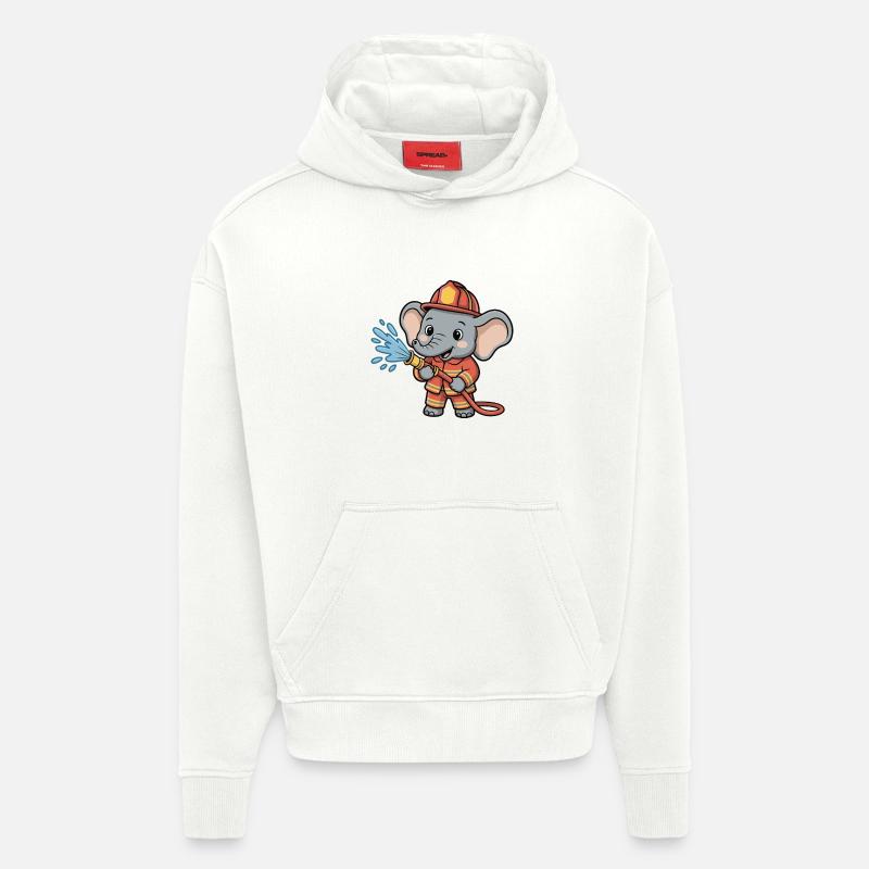 Éclaboussure de tuyau d’éléphant des pompiers - Sweat à capuche bio épais oversize fabriqué en UE - OFF WHITE