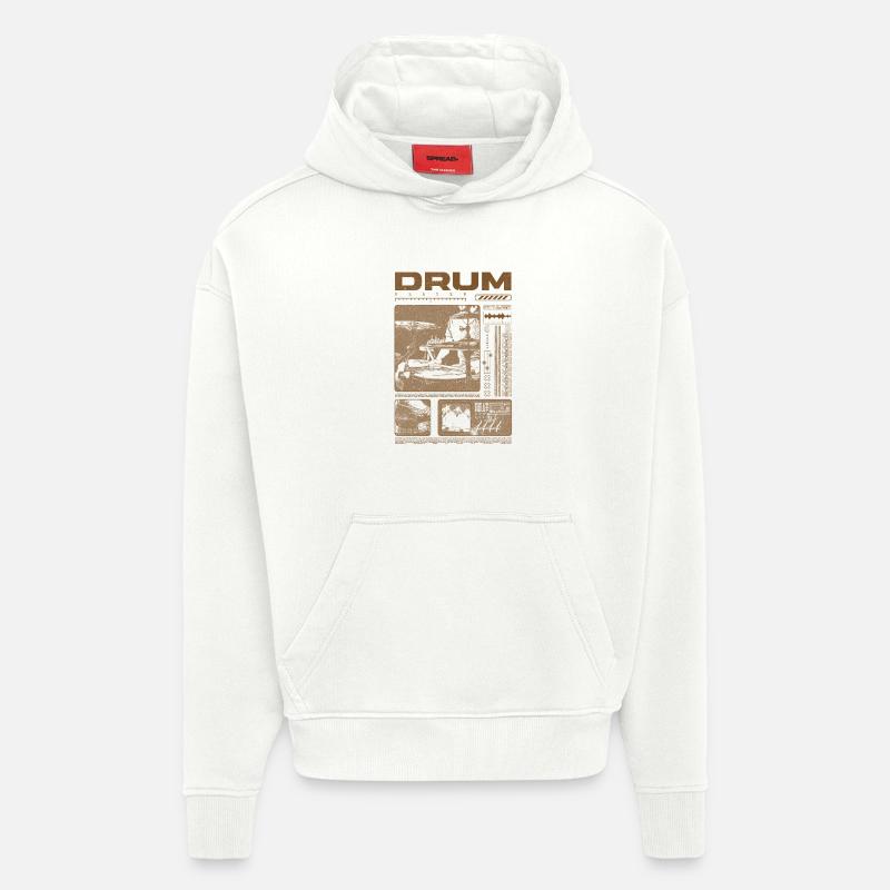 Batteur rock Drumplayer Streetwear - Sweat à capuche bio épais oversize fabriqué en UE - OFF WHITE