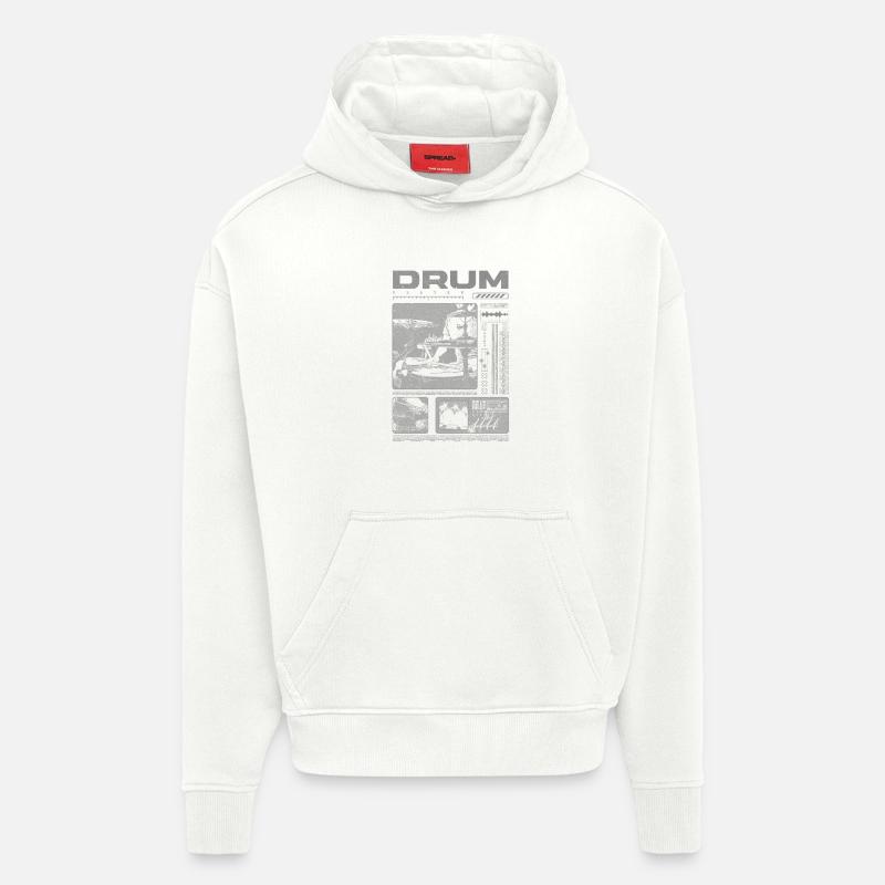 Batteur rock Drumplayer Streetwear - Sweat à capuche bio épais oversize fabriqué en UE - OFF WHITE