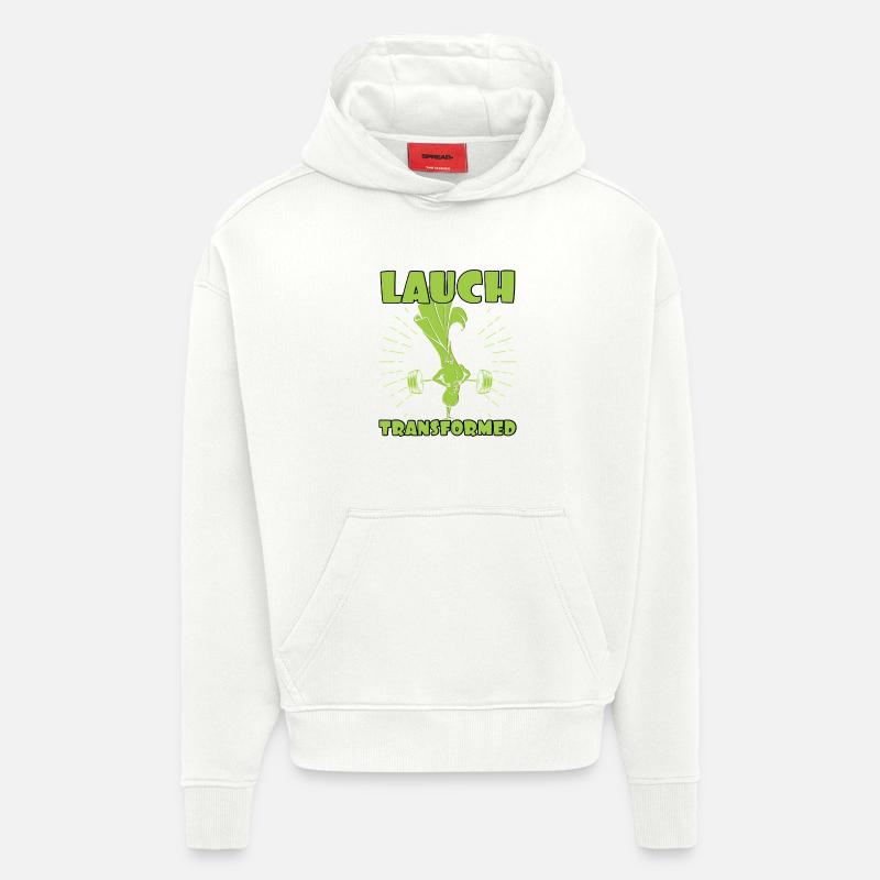 HALTÉROPHILE DE POIREAU TRANSFORMÉ Drôle - Sweat à capuche bio épais oversize fabriqué en UE - OFF WHITE