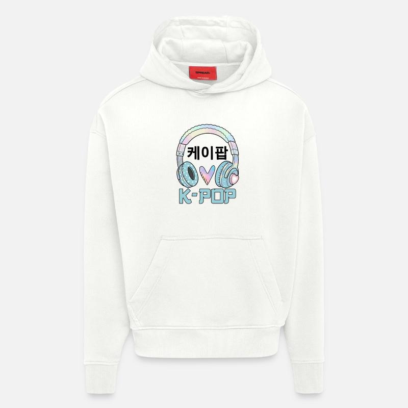 K Pop 케이팝 - Sweat à capuche bio épais oversize fabriqué en UE - OFF WHITE