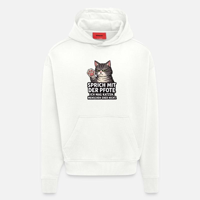 Sprich mit der Pfote – Grumpy Katze - Hoodie- made by SPREAD  - OFF WHITE