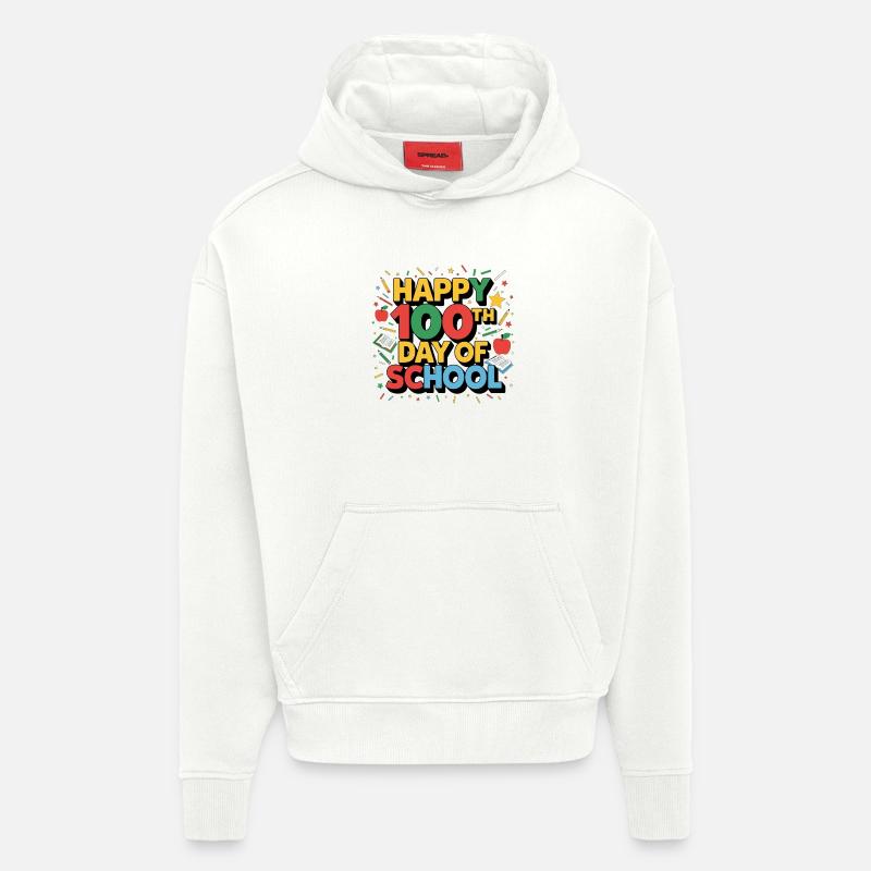Joyeux 100e jour d’école - Sweat à capuche bio épais oversize fabriqué en UE - OFF WHITE