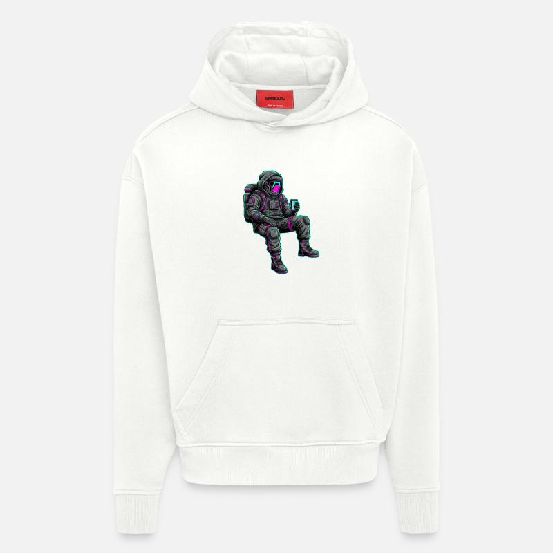 Pouvoir néon de l’astronaute nocturne - Sweat à capuche bio épais oversize fabriqué en UE - OFF WHITE
