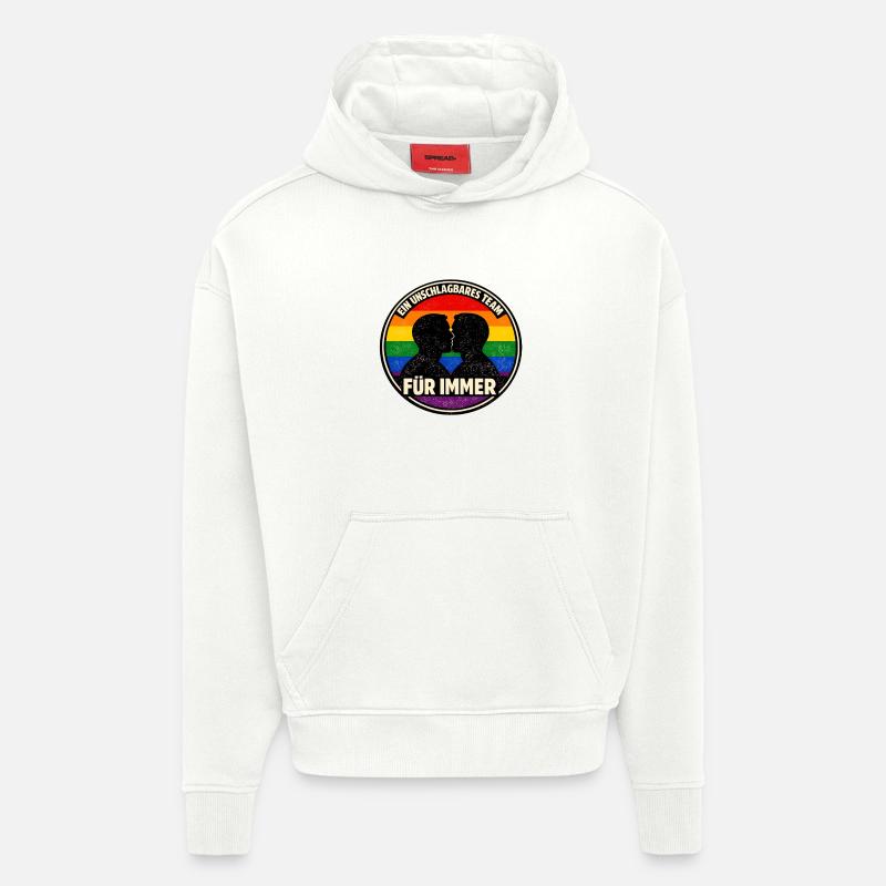 Équipe Imbattable pour Toujours – Pride - Sweat à capuche bio épais oversize fabriqué en UE - OFF WHITE
