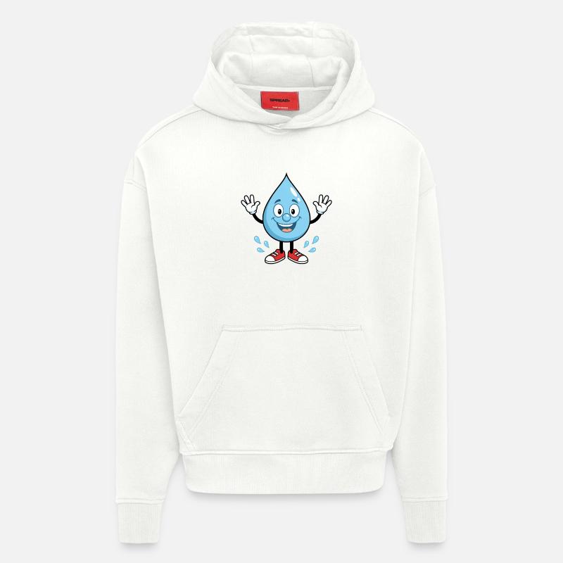 Drop d’eau heureuse avec des baskets - Sweat à capuche bio épais oversize fabriqué en UE - OFF WHITE