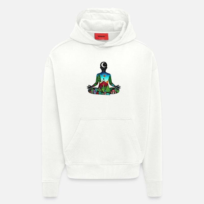 Nature de méditation - Sweat à capuche bio épais oversize fabriqué en UE - OFF WHITE