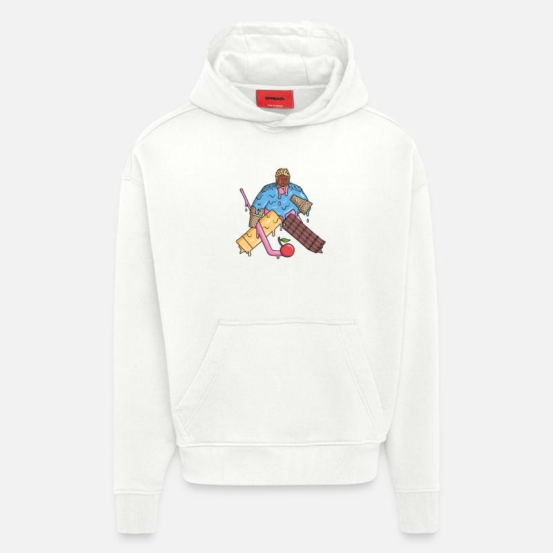 Eishockey Torwart Eiscreme Jungen Eishockeyspieler - Sweat à capuche bio épais oversize fabriqué en UE - OFF WHITE