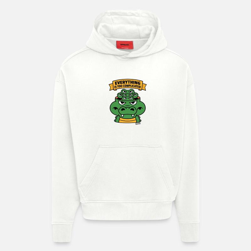 Tout est trop compliqué, alligator. - Sweat à capuche bio épais oversize fabriqué en UE - OFF WHITE