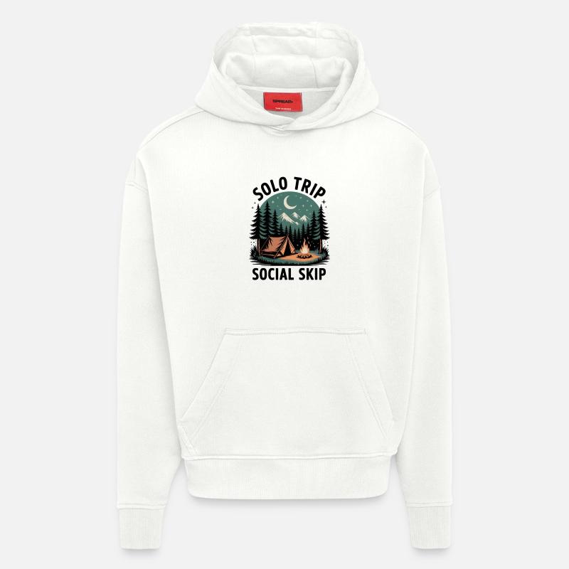 Solo statt Smalltalk | Camping Introvertiert - Hoodie- made by SPREAD  - OFF WHITE