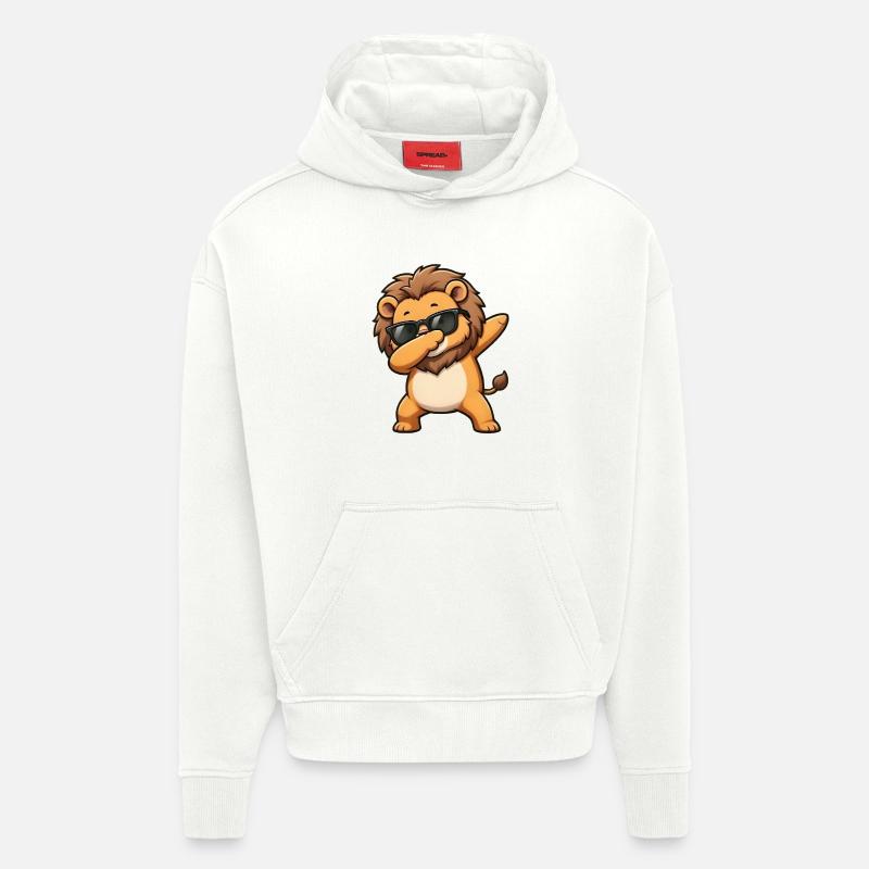 Dabbing Lion - Sweat à capuche bio épais oversize fabriqué en UE - OFF WHITE