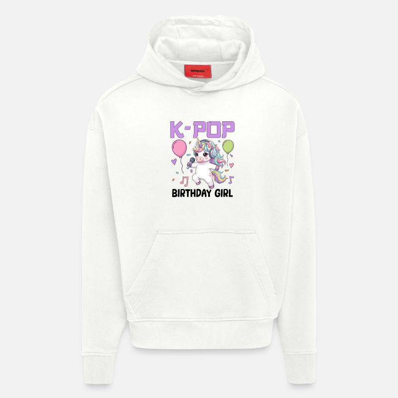 Fille d’anniversaire de K Pop - Sweat à capuche bio épais oversize fabriqué en UE - OFF WHITE