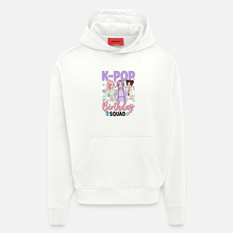 Équipe d’anniversaire K-Pop - Sweat à capuche bio épais oversize fabriqué en UE - OFF WHITE