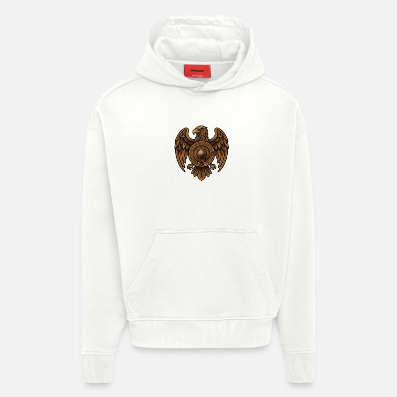 Bouclier rond de l’aigle doré - Sweat à capuche bio épais oversize fabriqué en UE - OFF WHITE