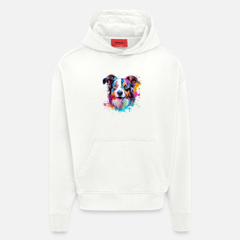 Hund Australian Shepherd Bunte Splash-Kunst - Hoodie- made by SPREAD  - OFF WHITE
