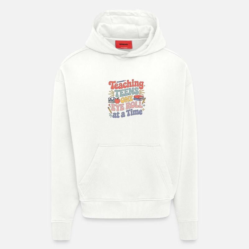Professeur de lycée enseignant aux adolescents - Sweat à capuche bio épais oversize fabriqué en UE - OFF WHITE