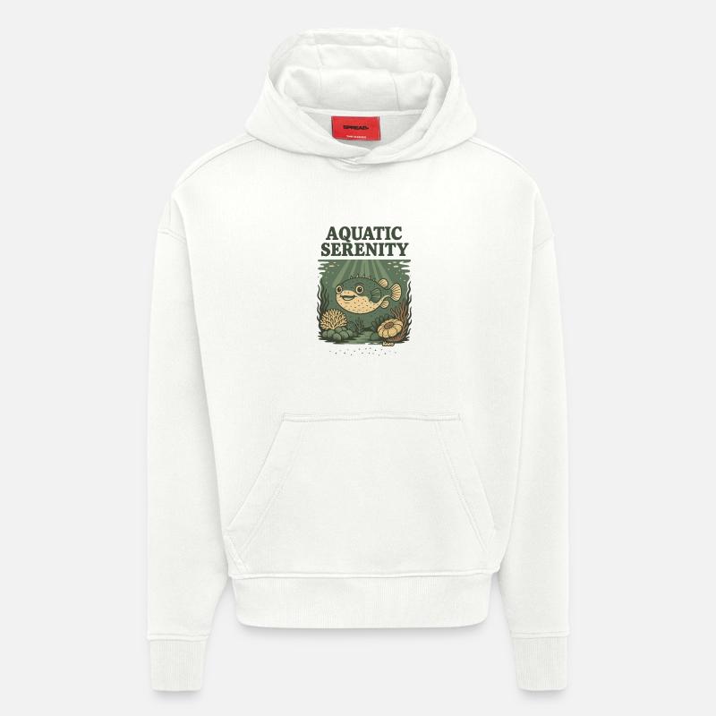Aquatic Serenity Puffer Fish - Hoodie- made by SPREAD - OFF WHITE