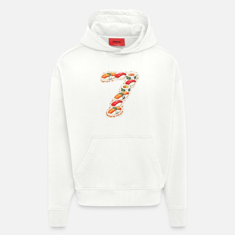 Point d’interrogation sur le sushi - Sweat à capuche bio épais oversize fabriqué en UE - OFF WHITE