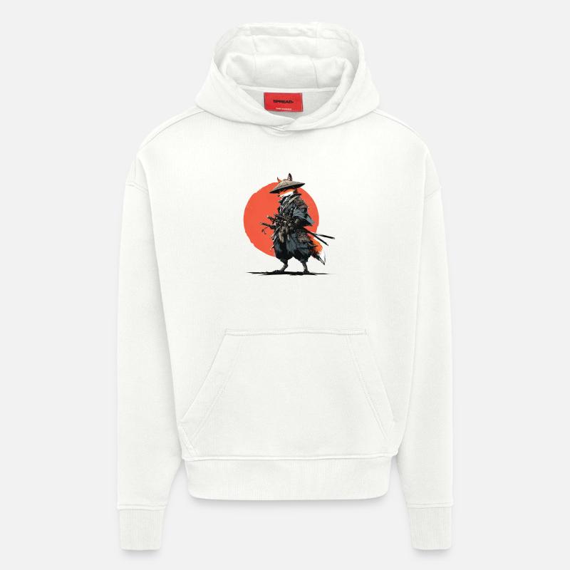Fox Samurai under Ember Sun - Hoodie- made by SPREAD  - OFF WHITE