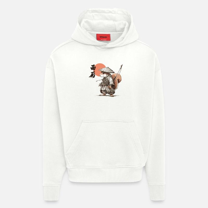 Samurai-Eichhörnchen unter roter Sonne - Hoodie- made by SPREAD  - OFF WHITE