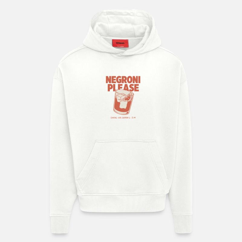 Negroni Please - Cocktail rétro & Happy Hour - Sweat à capuche bio épais oversize fabriqué en UE - OFF WHITE