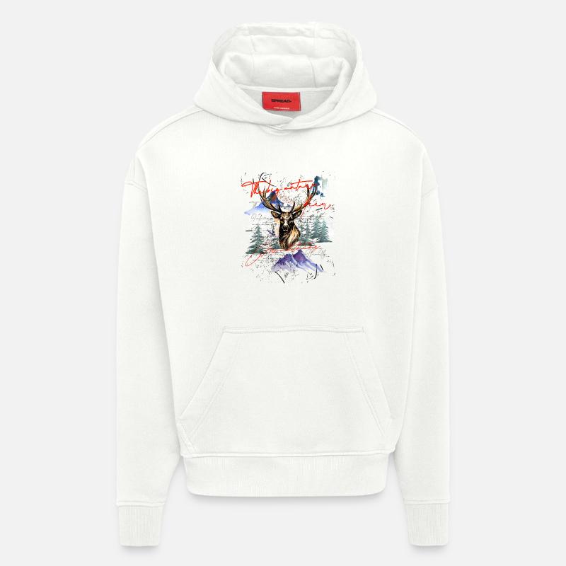 Hirsch Geweih Berg Wald - Hoodie- made by SPREAD  - OFF WHITE