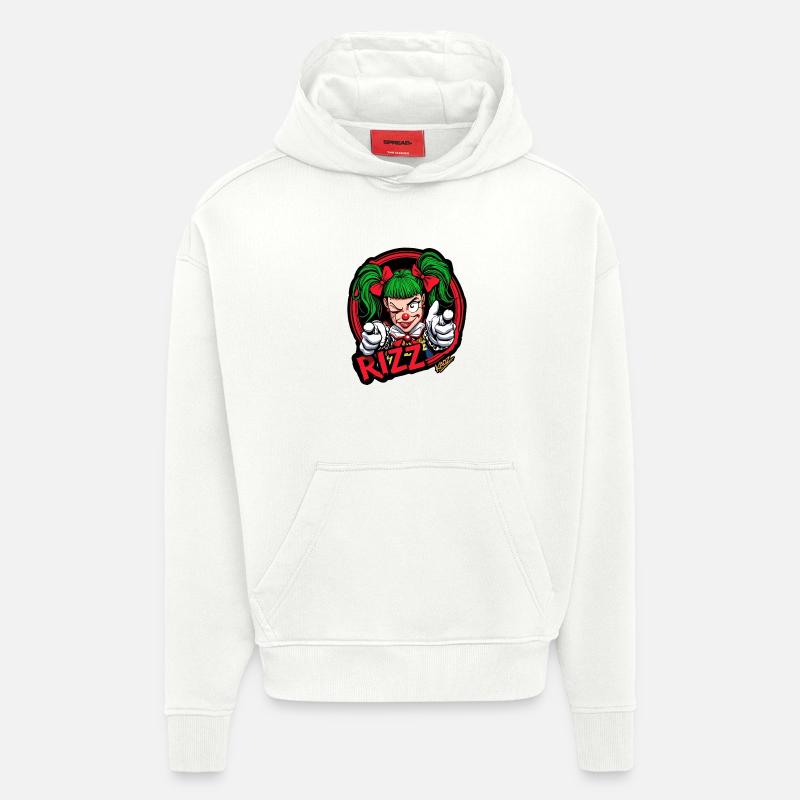 Rizz Clown Neon Pop - Sweat à capuche bio épais oversize fabriqué en UE - OFF WHITE