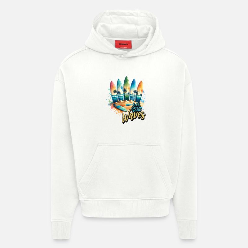 Prenons quelques vagues - Sweat à capuche bio épais oversize fabriqué en UE - OFF WHITE
