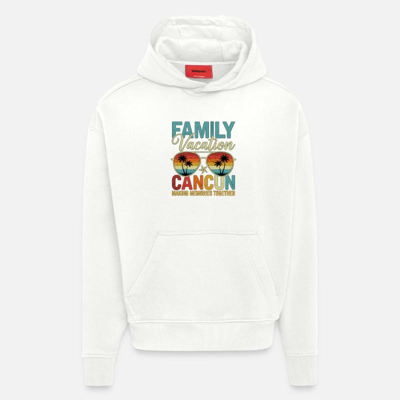 Vacances en famille Cancún - Sweat à capuche bio épais oversize fabriqué en UE - OFF WHITE