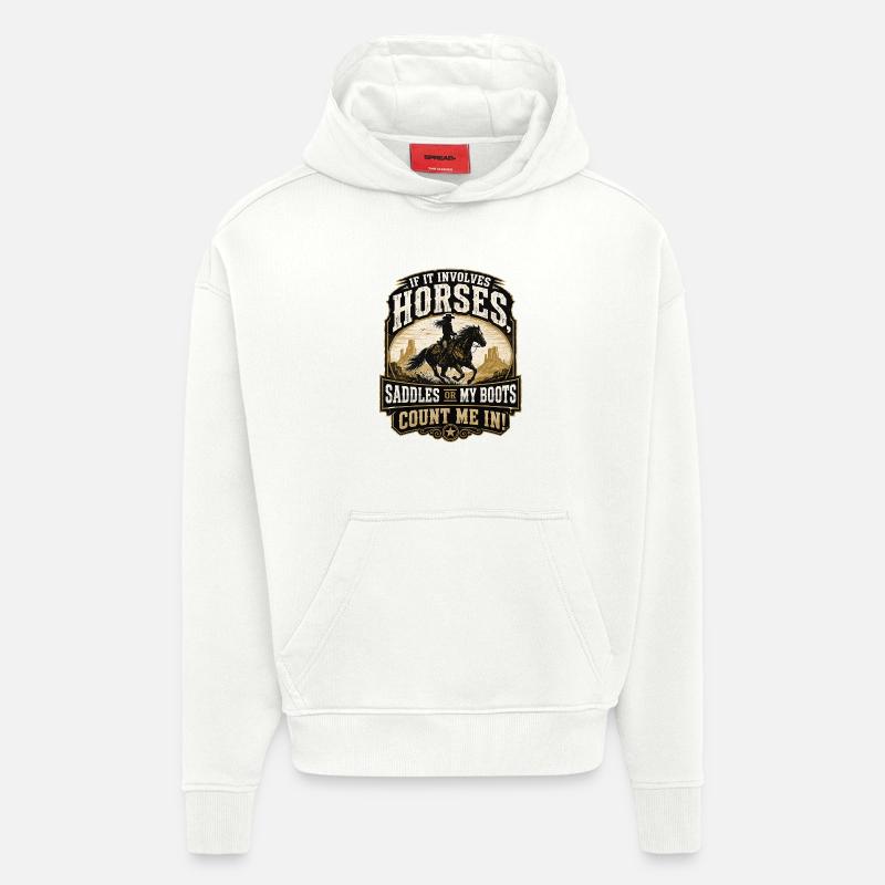 Héros cheval : Selles ou bottes - Sweat à capuche bio épais oversize fabriqué en UE - OFF WHITE