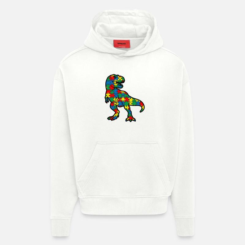 Autism Dinosaur T-Rex Child - Hoodie- made by SPREAD  - OFF WHITE