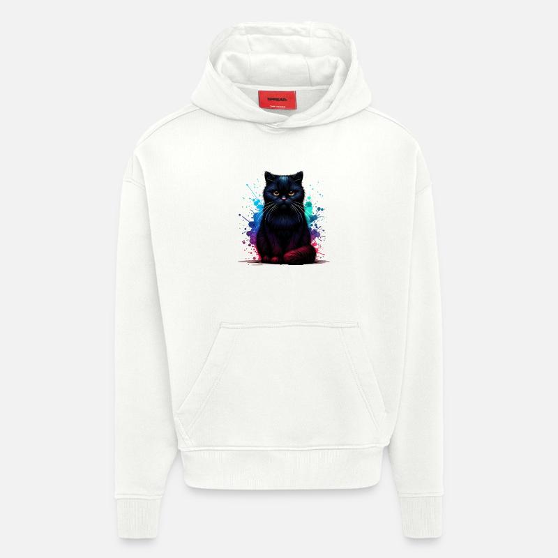 Cadeau du Chat Noir - Sweat à capuche bio épais oversize fabriqué en UE - OFF WHITE