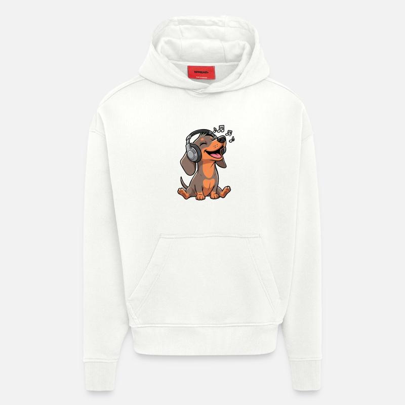 Musique teckel - Sweat à capuche bio épais oversize fabriqué en UE - OFF WHITE