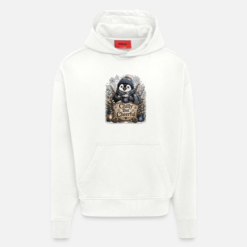 Froid mais Joyeux - Sweat à capuche bio épais oversize fabriqué en UE - OFF WHITE
