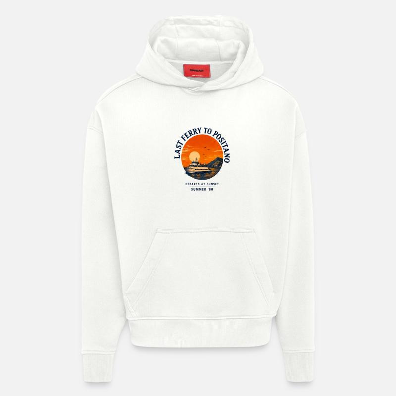 Côte Positano Méditerranée - Sweat à capuche bio épais oversize fabriqué en UE - OFF WHITE