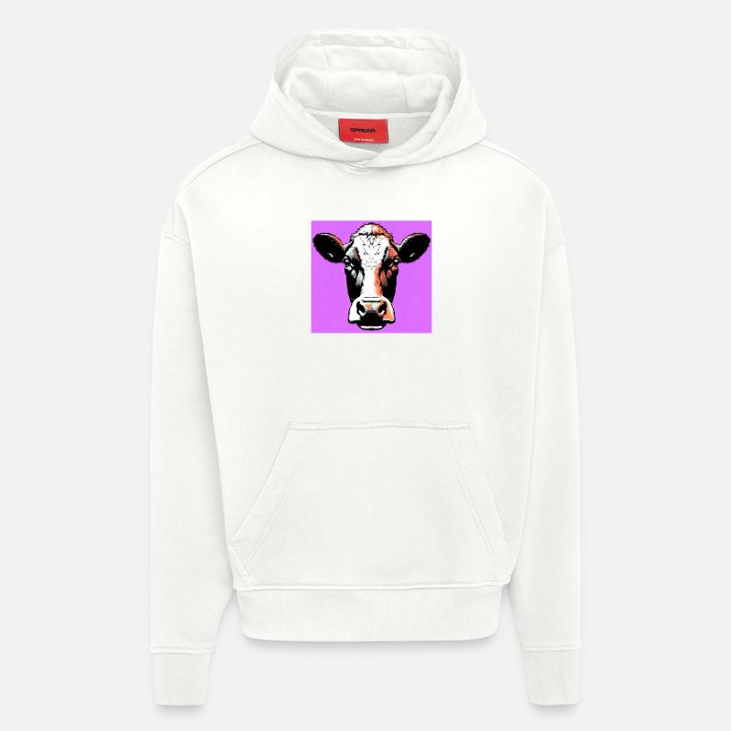 vache - Sweat à capuche bio épais oversize fabriqué en UE - OFF WHITE