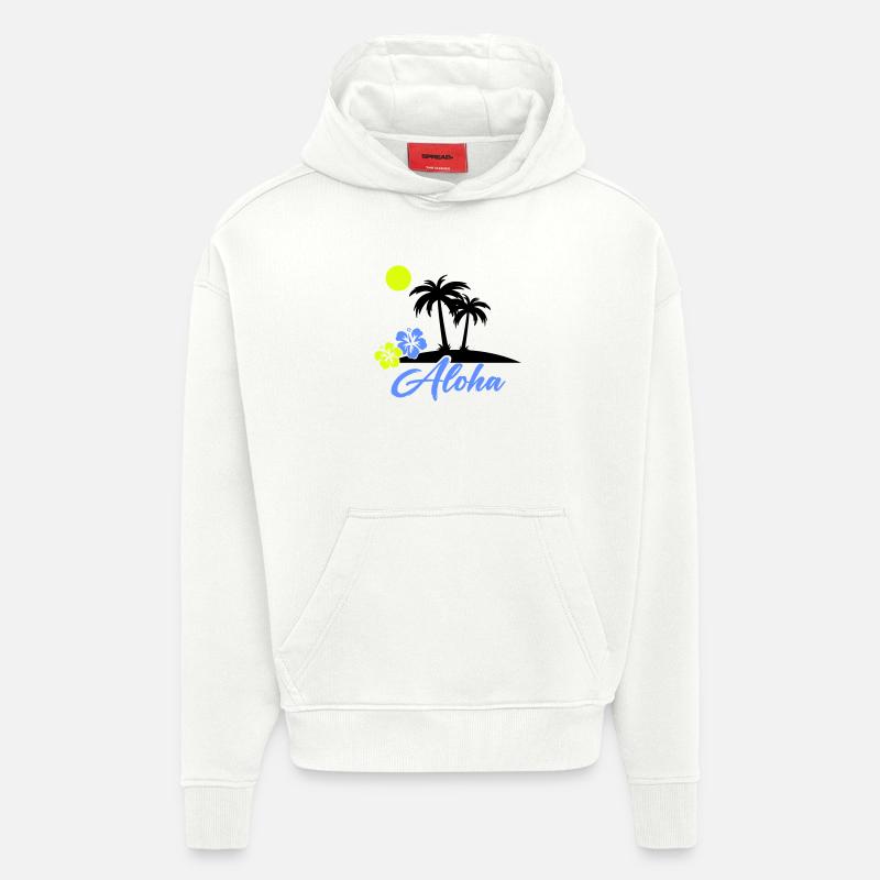 Aloha Hibiscus Neon Script - Hoodie- made by SPREAD  - OFF WHITE
