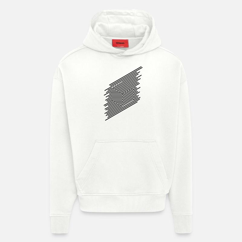 Lignes carrées - Sweat à capuche bio épais oversize fabriqué en UE - OFF WHITE