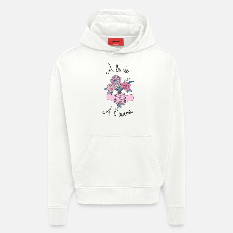 A la vie, à l'amour - Sweat à capuche bio épais oversize fabriqué en UE - OFF WHITE