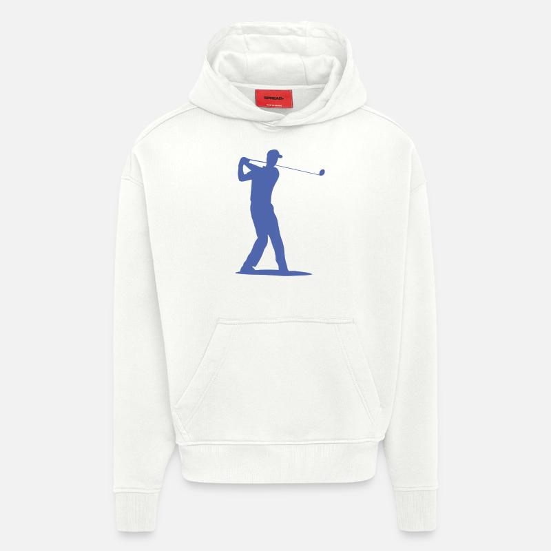 Silhouette de golfeur - Tee Golf - Sweat à capuche bio épais oversize fabriqué en UE - OFF WHITE