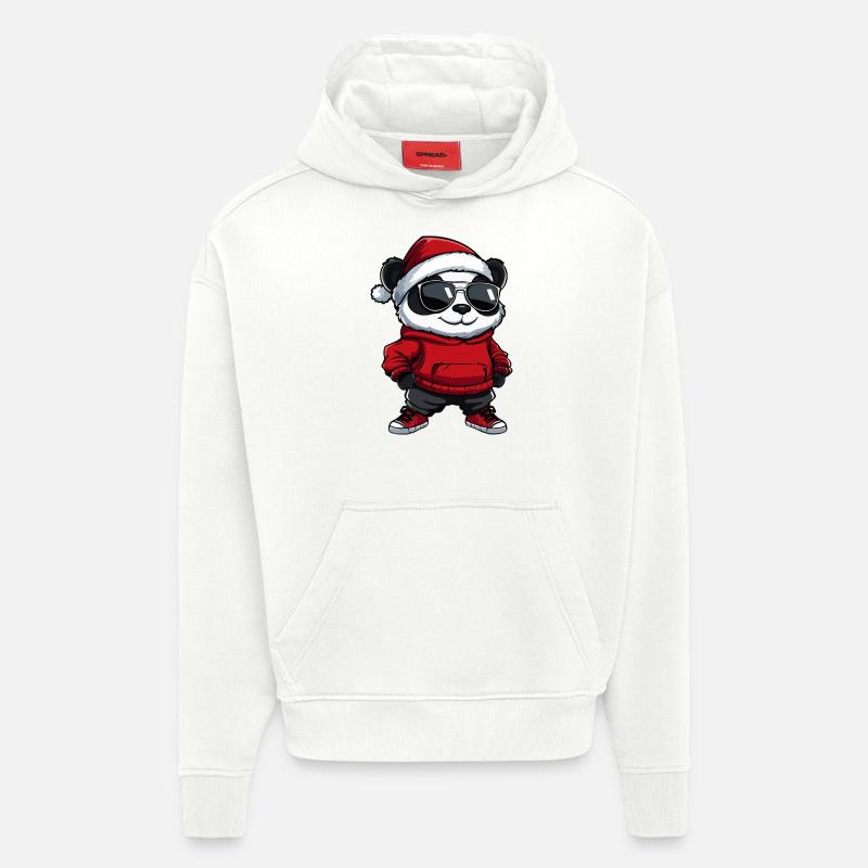 Panda Noël Noël - Sweat à capuche bio épais oversize fabriqué en UE - OFF WHITE