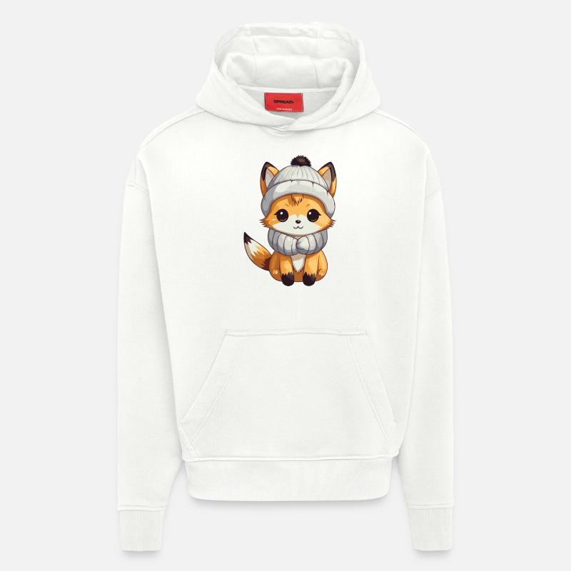 Bande dessinée d’hiver Fox - Sweat à capuche bio épais oversize fabriqué en UE - OFF WHITE