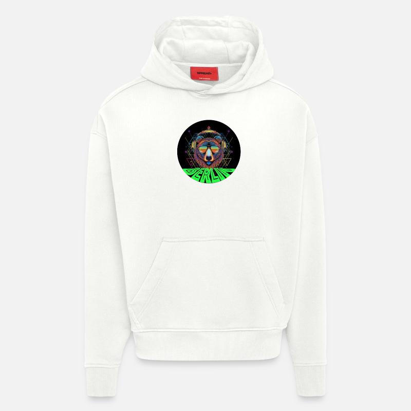rund Bär mit Kopfhörer techno - Hoodie- made by SPREAD  - OFF WHITE