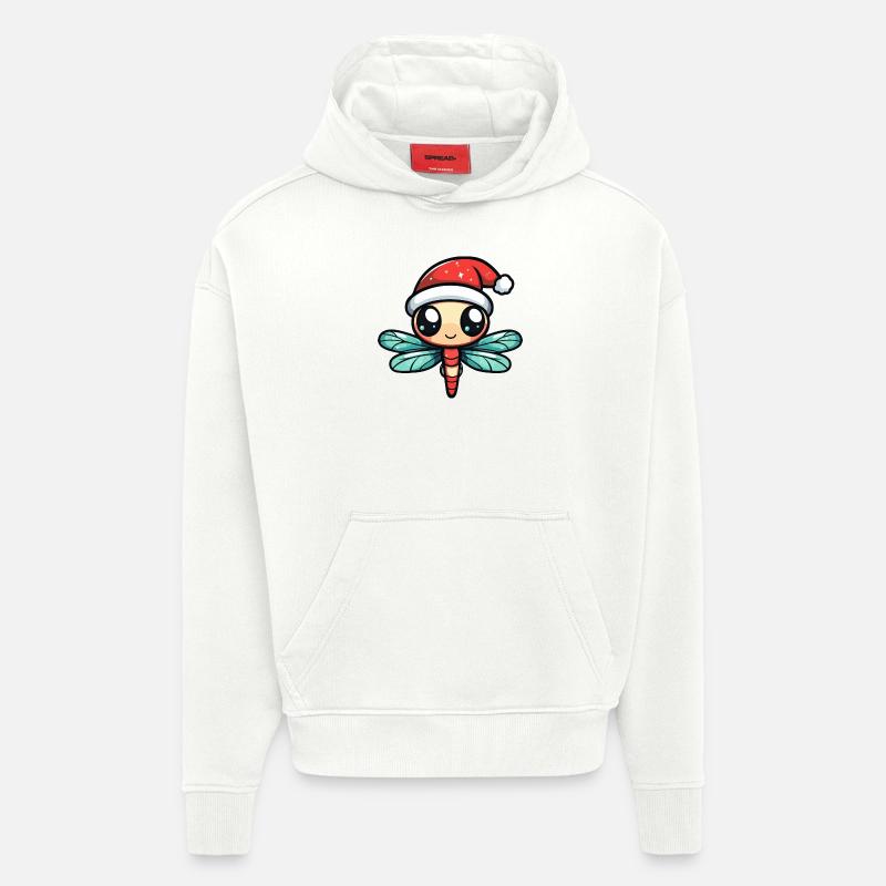 Libellule Noël mignon - Sweat à capuche bio épais oversize fabriqué en UE - OFF WHITE