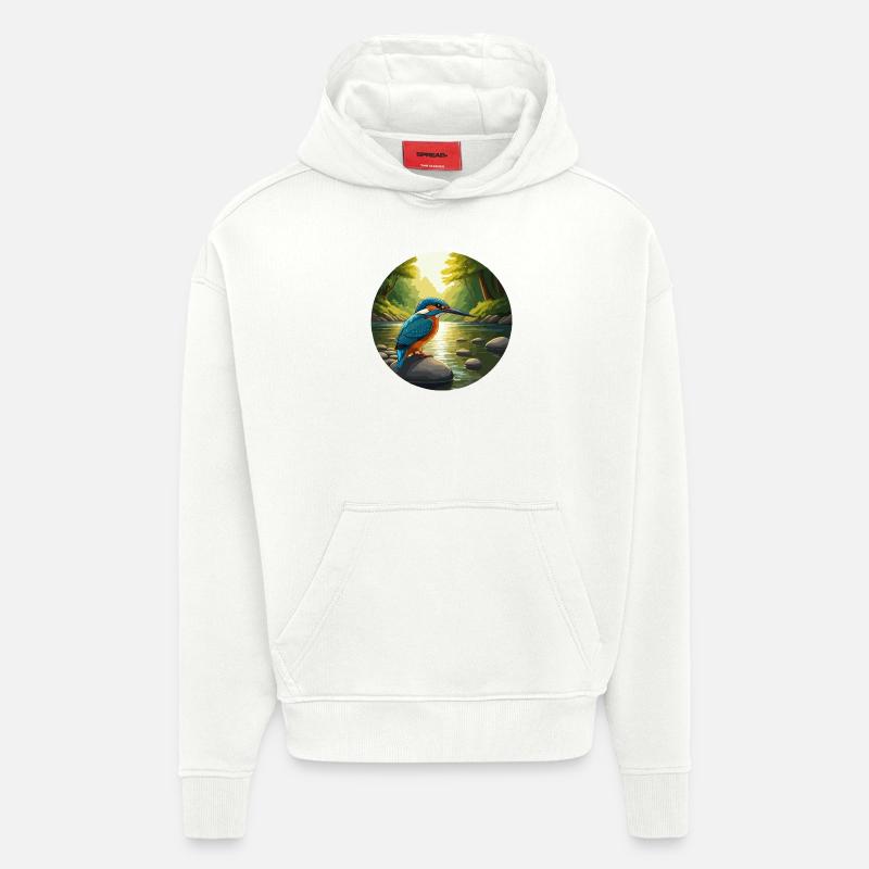 Eisvogel sitzt am Bach - Hoodie- made by SPREAD  - OFF WHITE